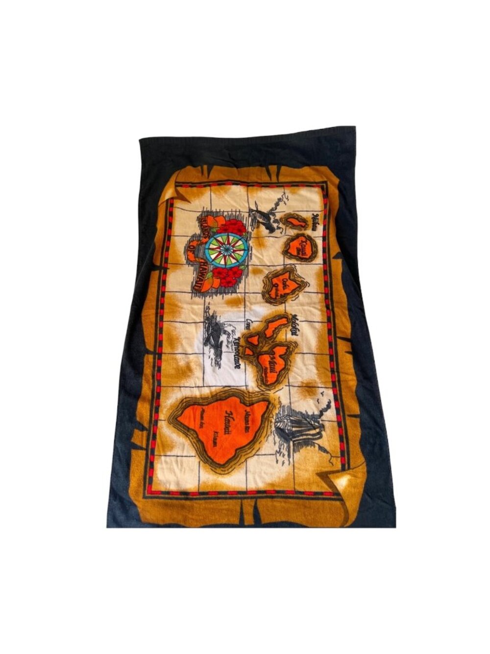 AJW Hawaiian Map Beach Towel With Colorful Island Design 36" x 30"